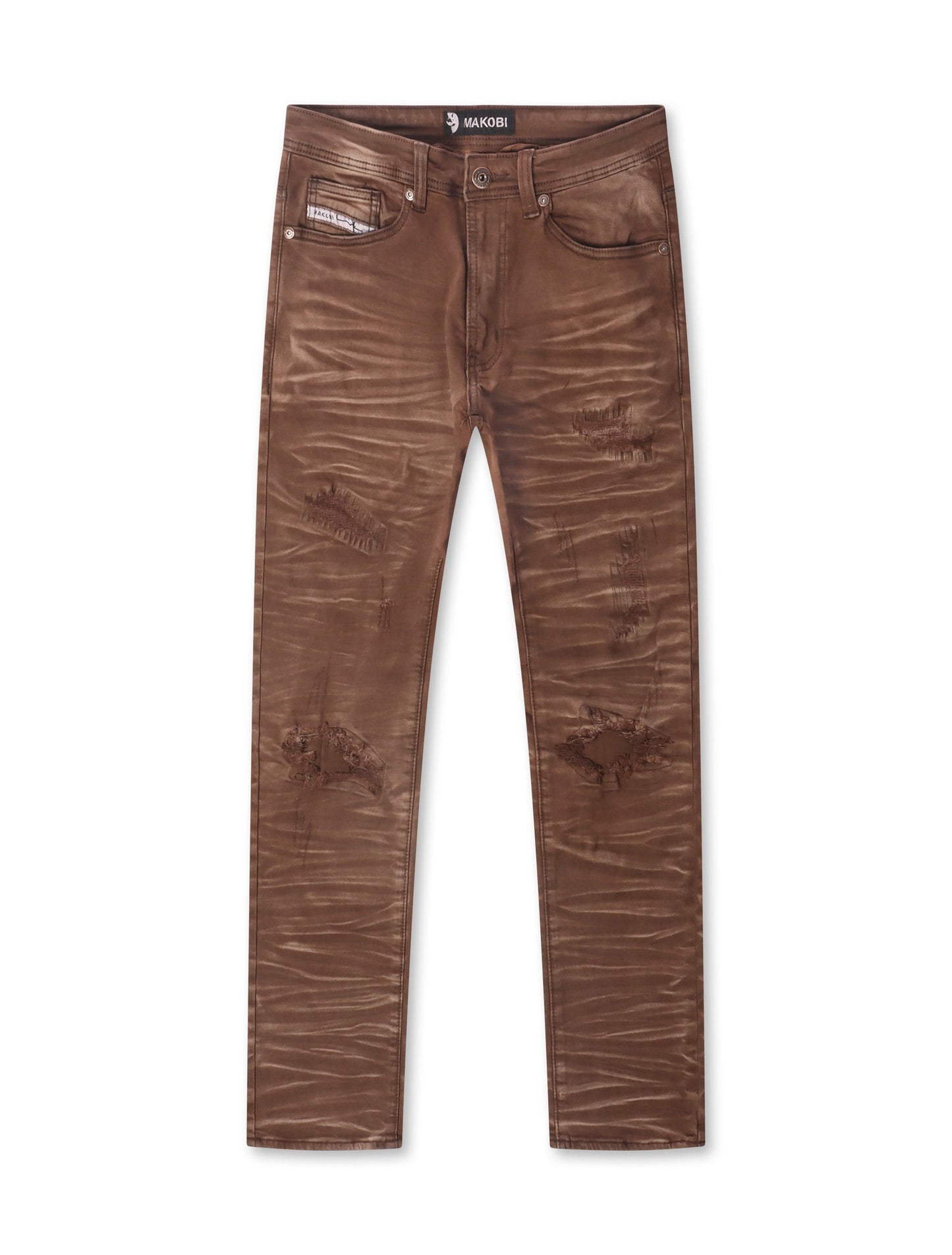 Makobi Distressed Straight Leg Jeans – Brown Denim Exchange