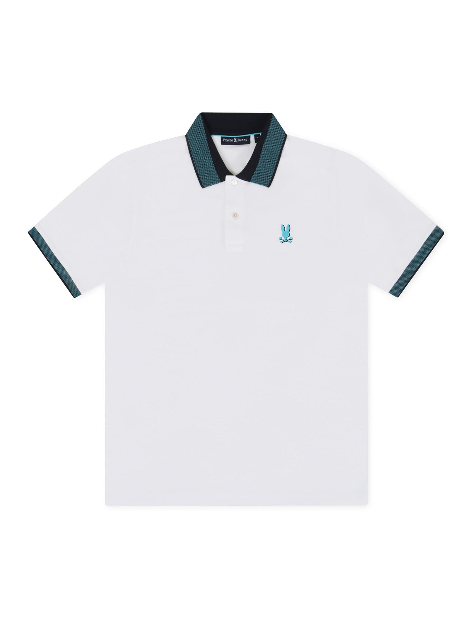 Psycho Bunny Montebello Pique Polo - White Denim Exchange