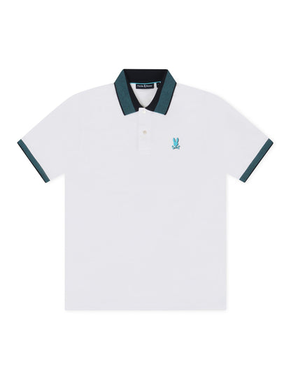 Psycho Bunny Montebello Pique Polo - White Denim Exchange