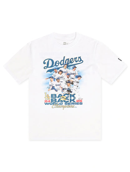 New Era LA Dodgers Back 2 Back Champs Tee - White Denim Exchange