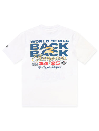 New Era LA Dodgers Back 2 Back Champs Tee - White Denim Exchange