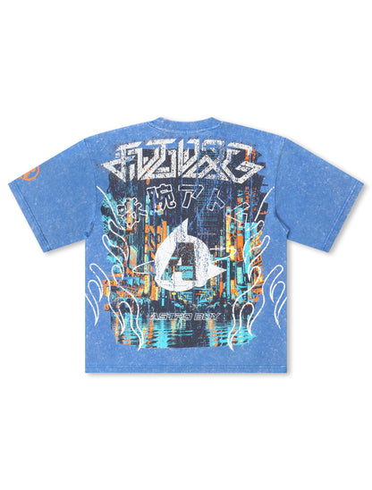 Rebel Denim Astro Boy Cropped Tee - Royal Denim Exchange
