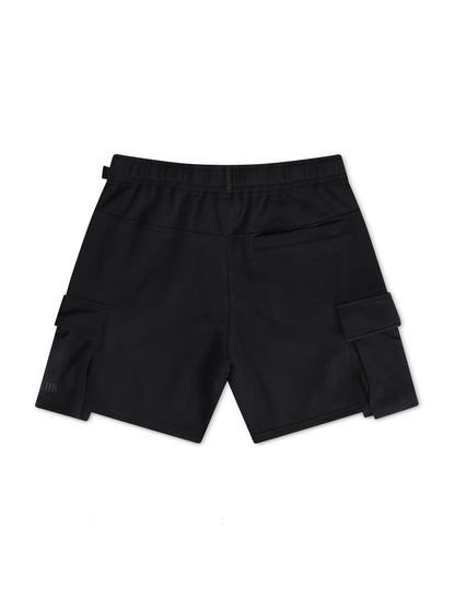 Apastime Vacation in Portugal French Terry Belted Shorts - Black Denim Exchange