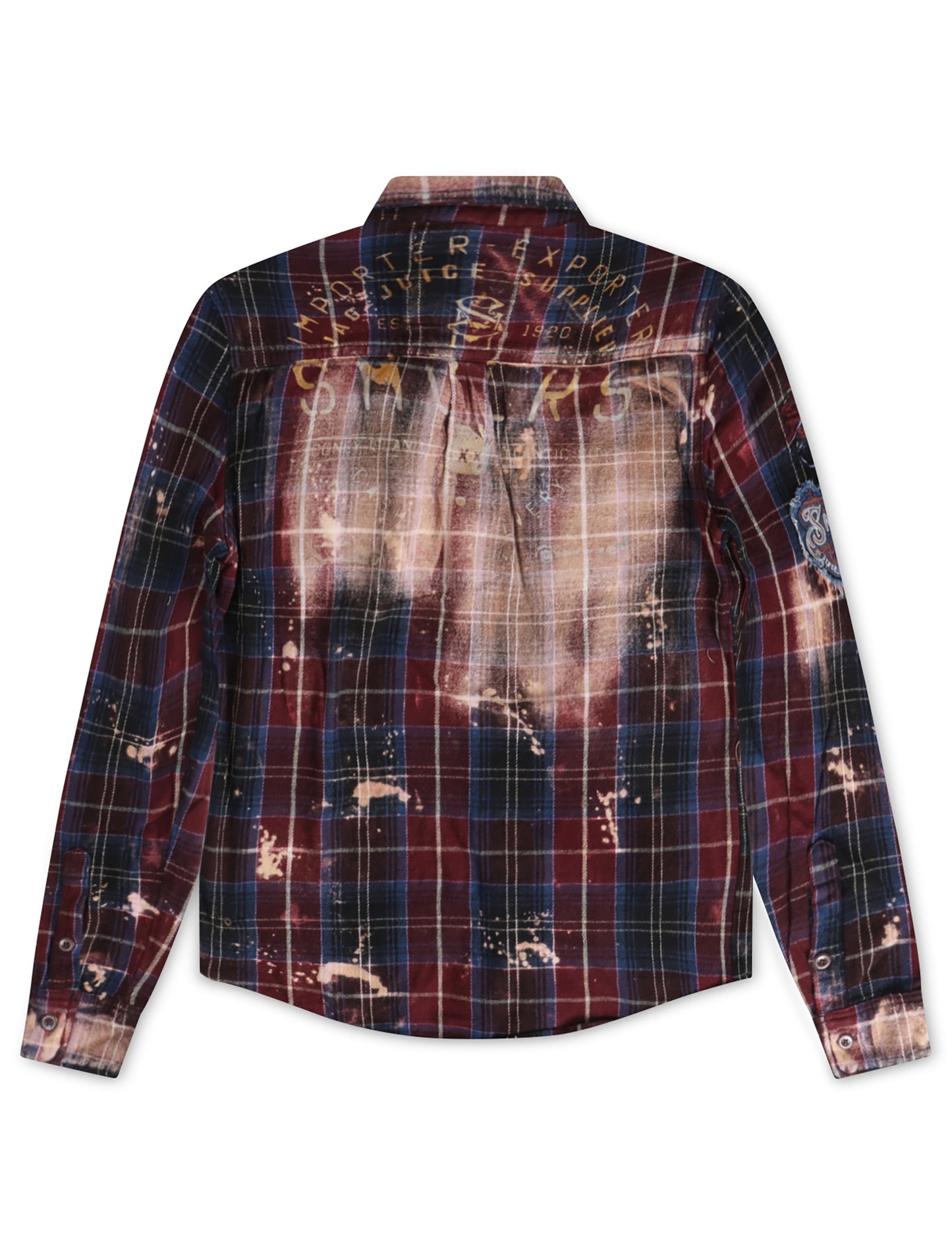 Smugglers Moon Button Up Woven Top - Bleached Plaid Denim Exchange