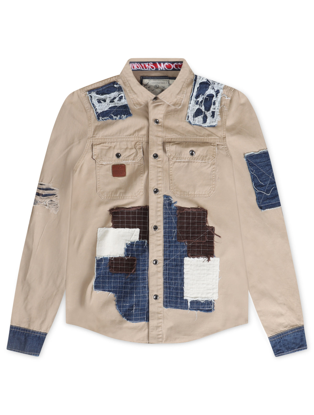 Smugglers Moon Button Up Woven Top - Khaki Plaid Denim Exchange