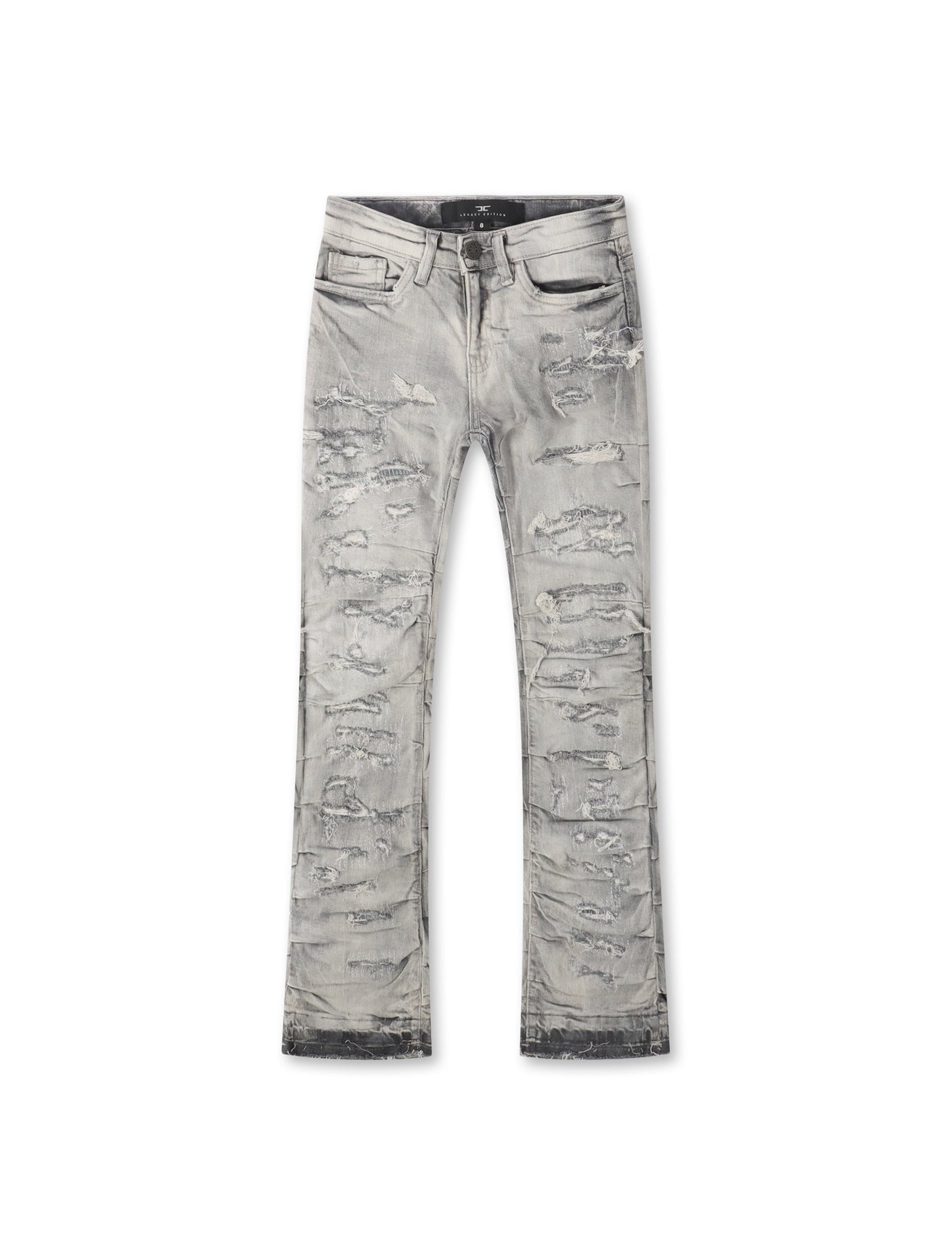 Jordan Craig Kids Pleated Side Seam Shredded Jeans - Arctic Grey Denim Exchange
