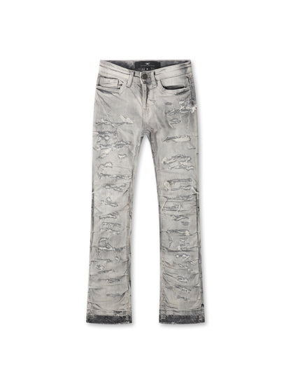 Jordan Craig Kids Pleated Side Seam Shredded Jeans - Arctic Grey Denim Exchange