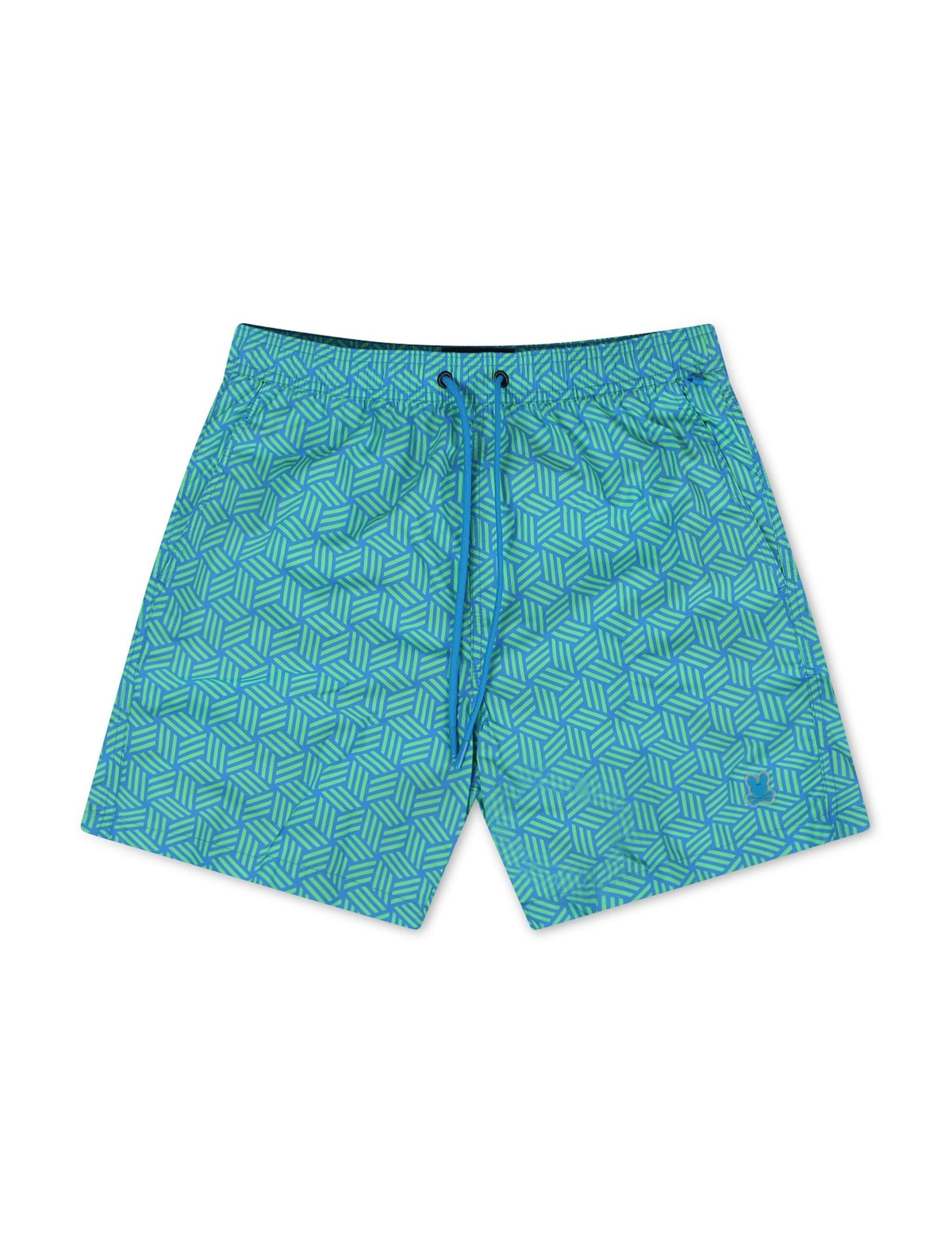 Psycho Bunny Jasper Aop Lightweight Swim Trunk - Green Gecko Denim Exchange