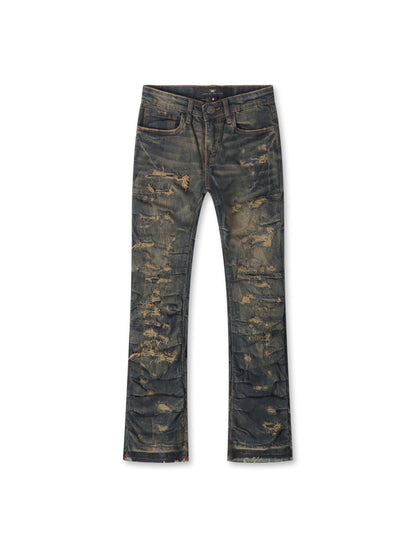 Jordan Craig Kids Pleated Side Seam Shredded Jeans - Dark Vintage Denim Exchange