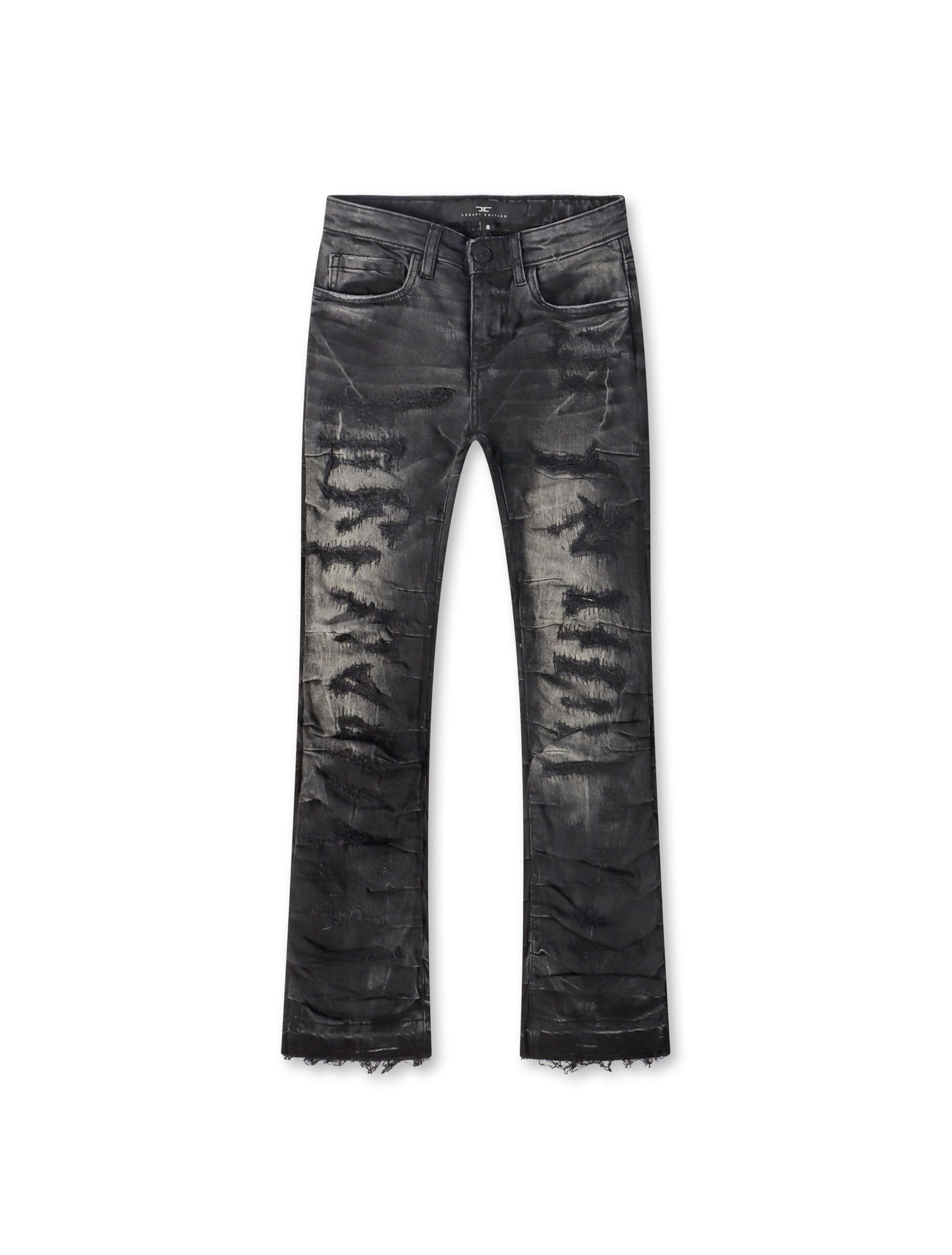 Jordan Craig Kids Pleated Side Seam Shredded Jeans - Black Shadow Denim Exchange