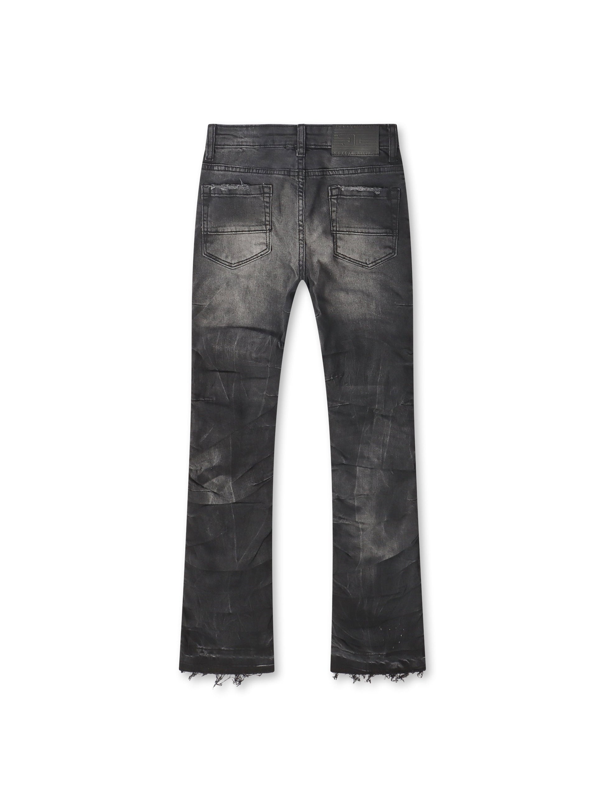 Jordan Craig Kids Pleated Side Seam Shredded Jeans - Black Shadow Denim Exchange