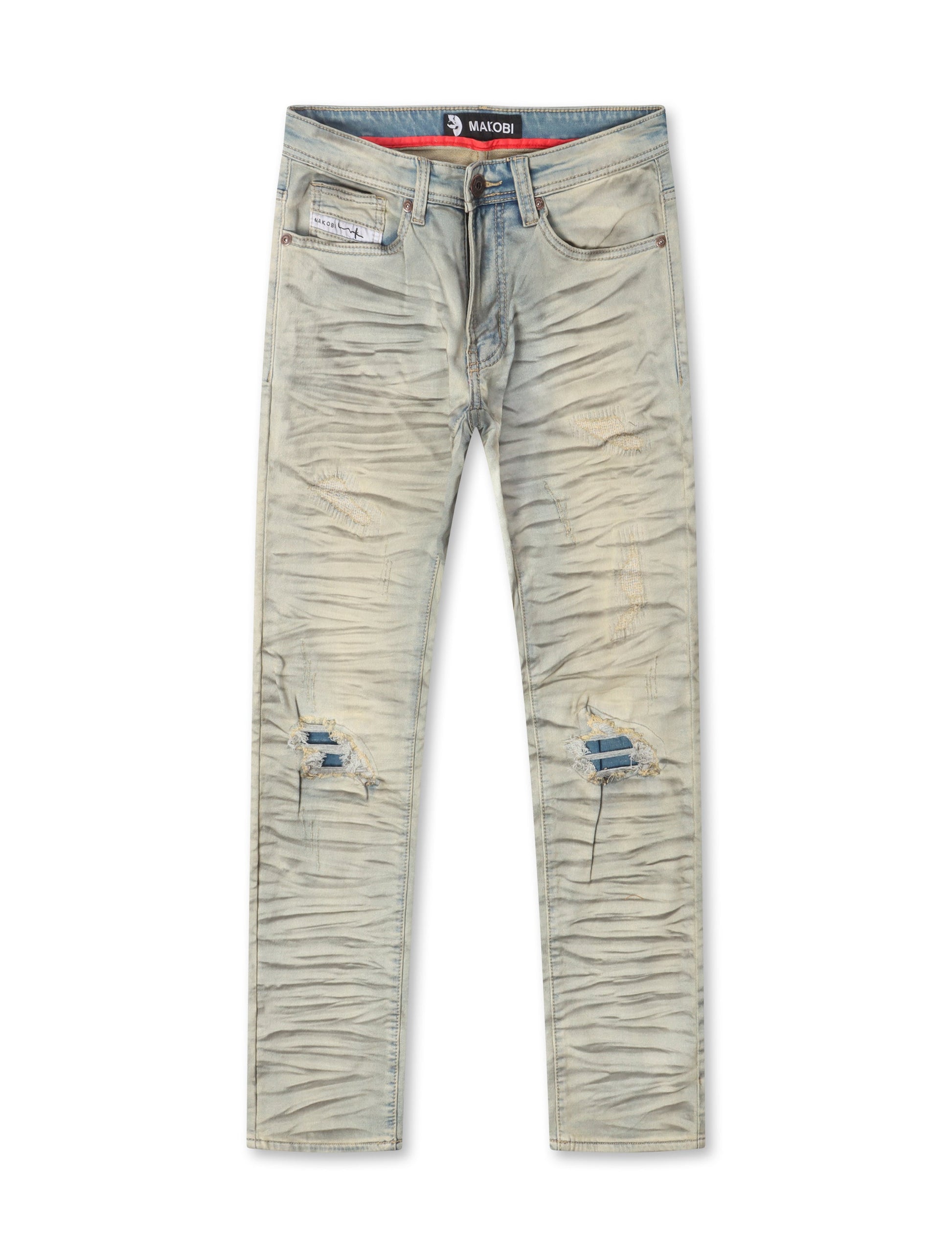 Makobi Distressed Straight Leg Jeans – Dirt Wash Denim Exchange