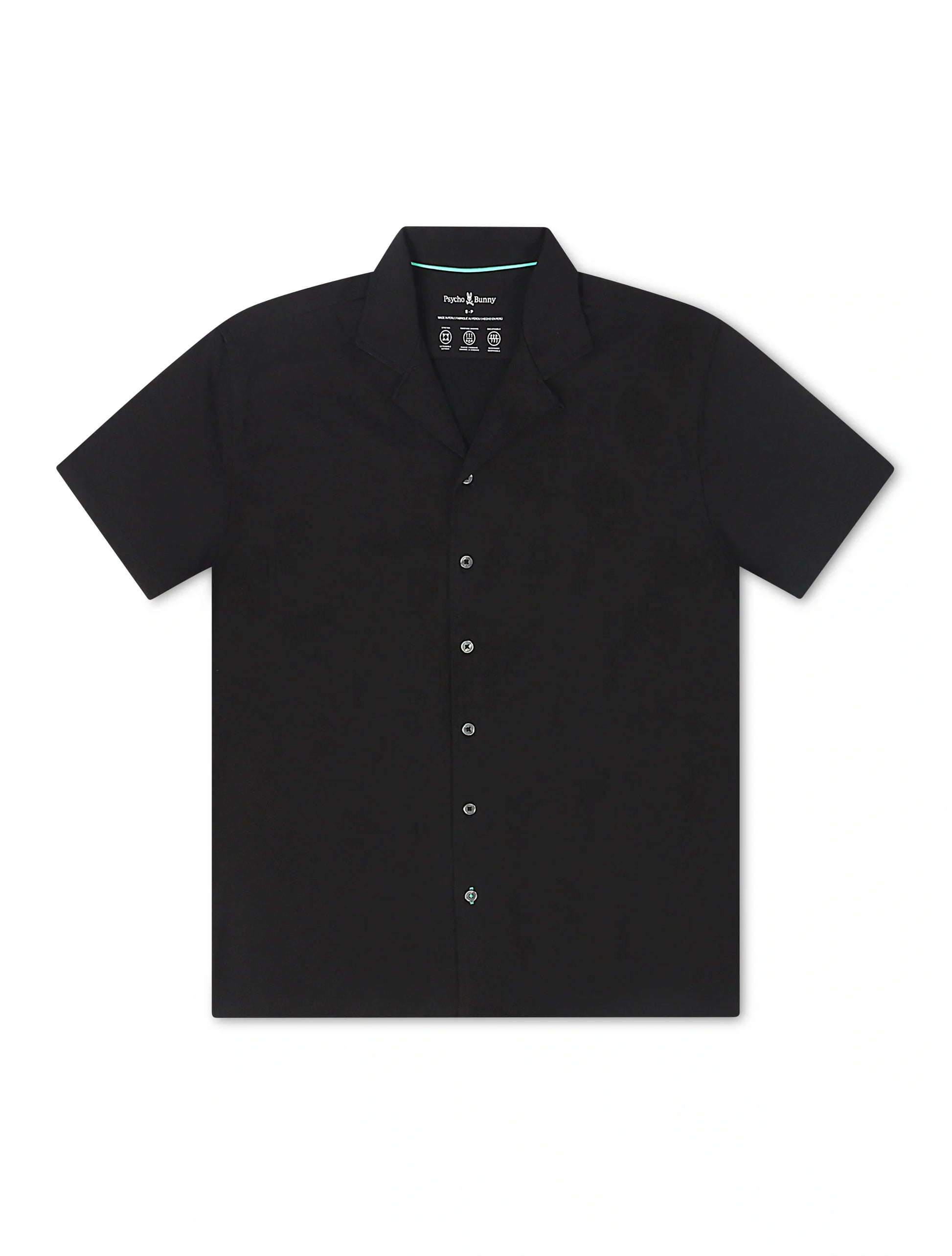 Psycho Bunny Bryan Camp Collar Shirt - Black Denim Exchange