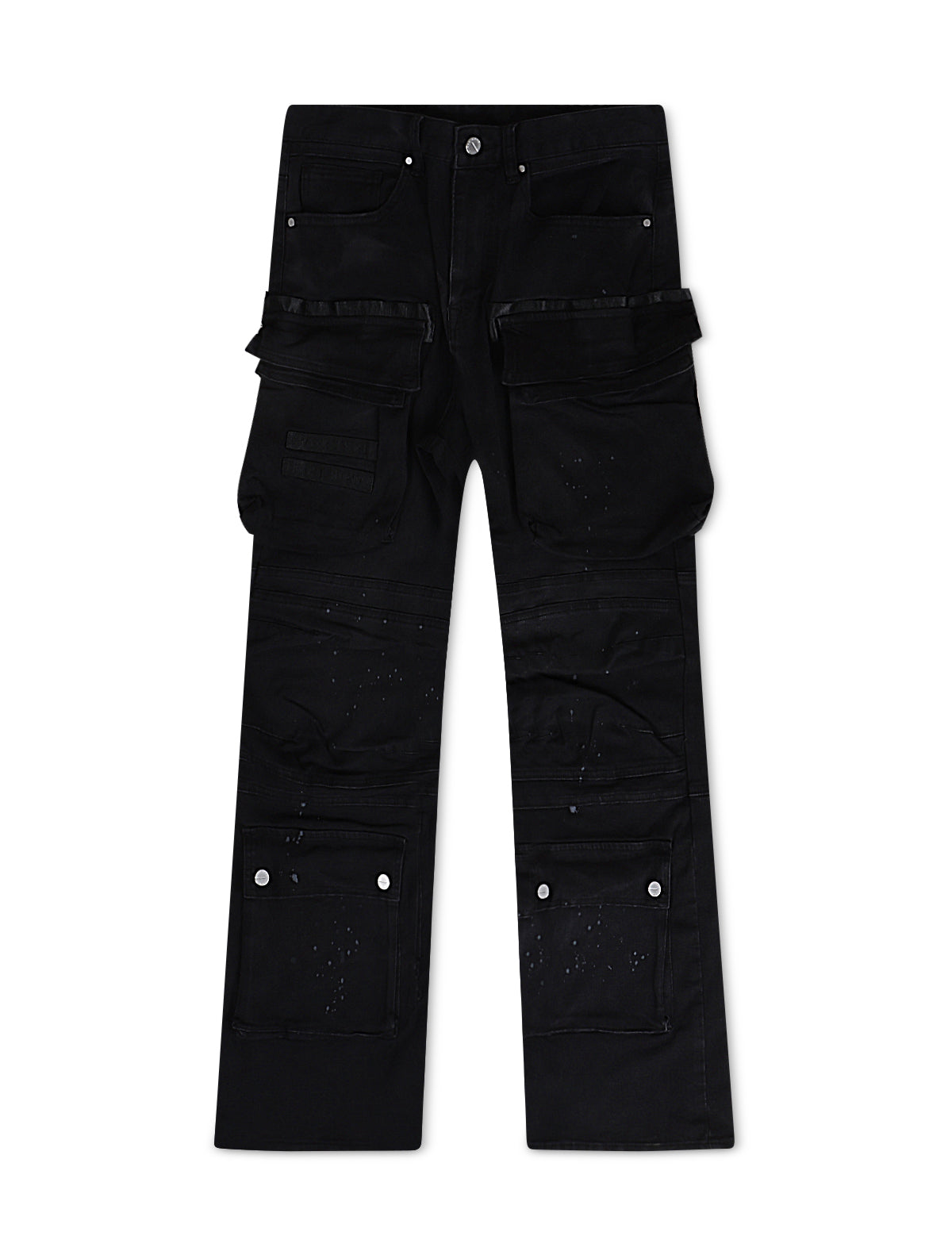 First Row Relaxed Fit Utility Cargo Pants - Black Denim Exchange