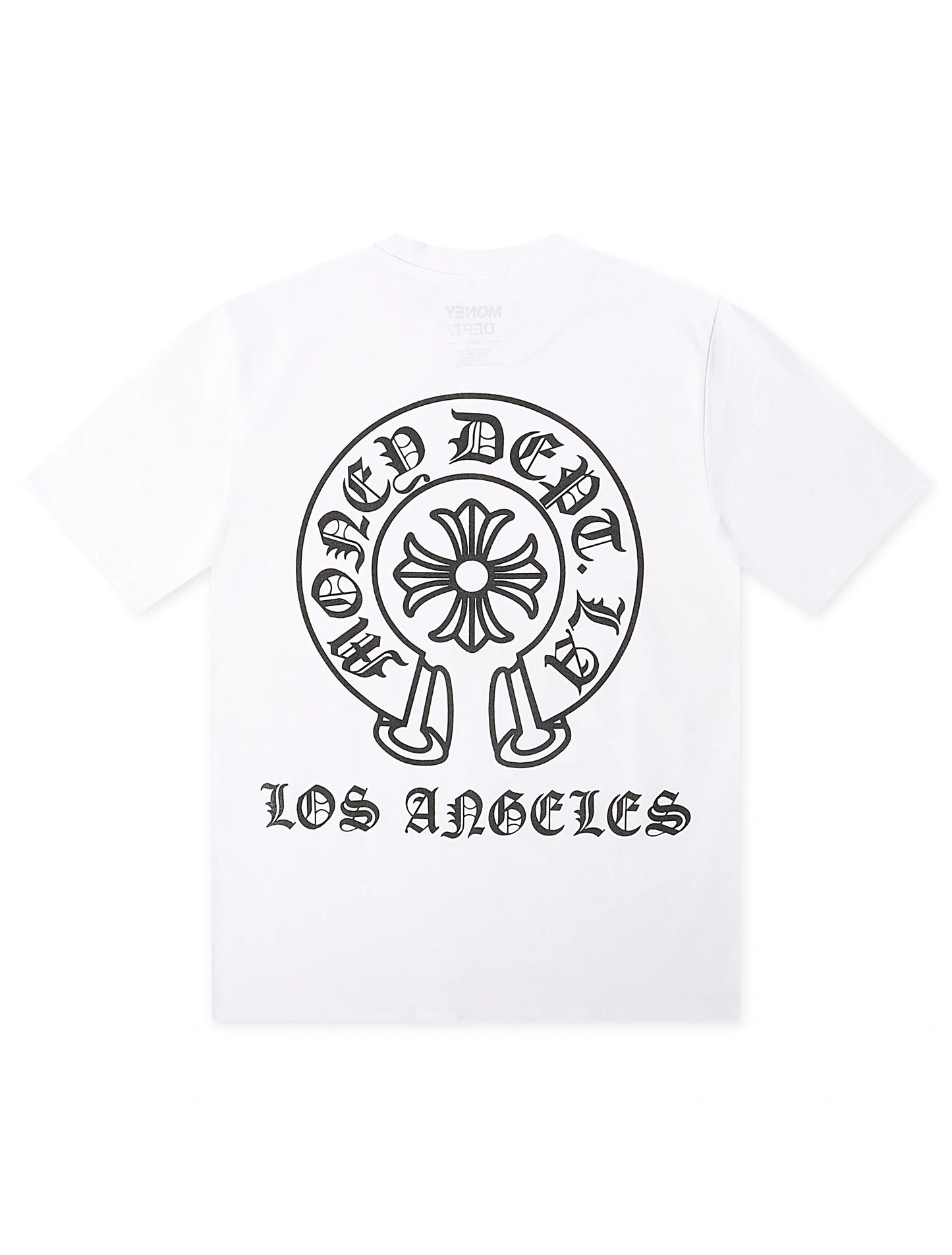 Money Dept. Old English Tee - White/Black Denim Exchange
