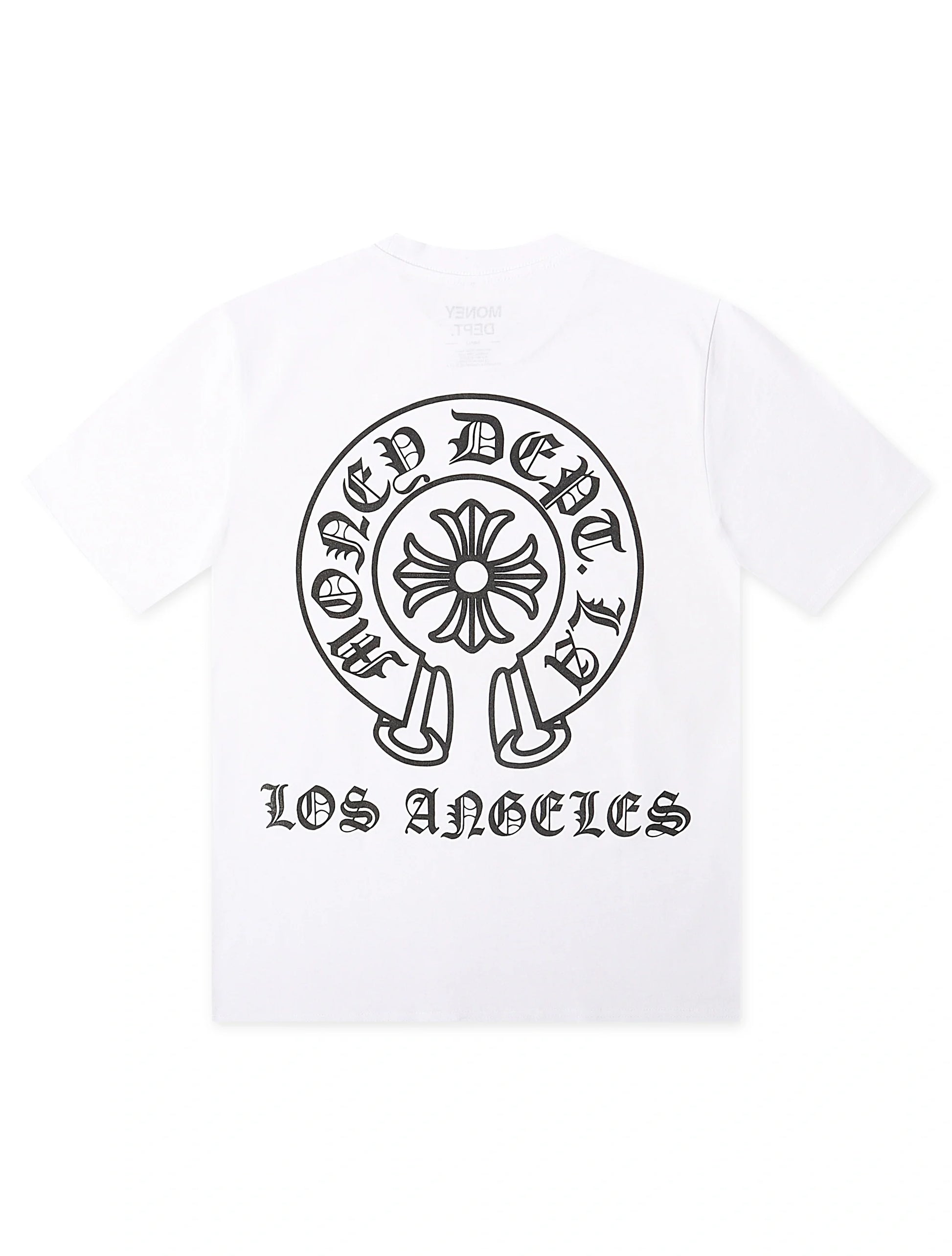 Money Dept. Old English Tee - White/Black Denim Exchange
