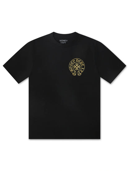 Money Dept. Vintage Old English Tee - Black/Gold Denim Exchange