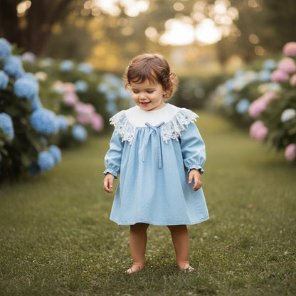 Elodie Blue Lace Dress Honey and Hive