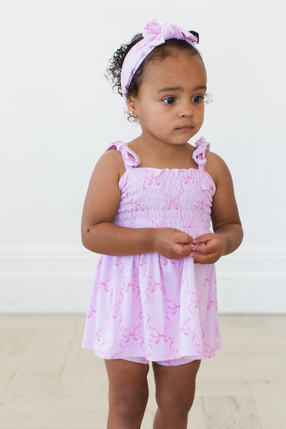 Emeryn - Smocked Diaper Dress Set Blush Lotus