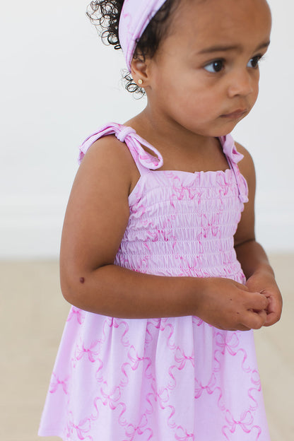 Emeryn - Smocked Diaper Dress Set Blush Lotus