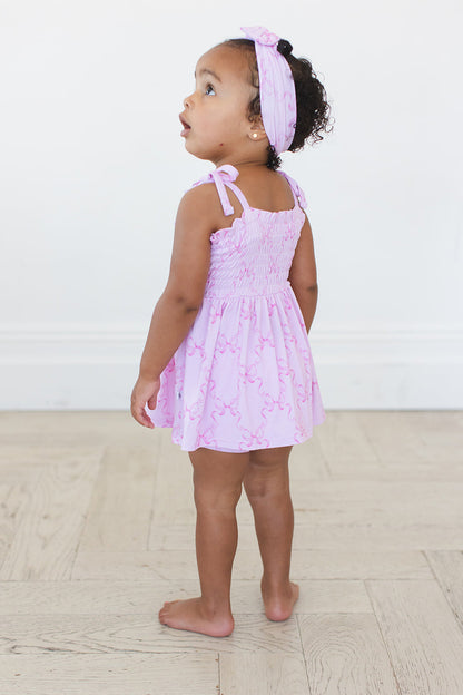 Emeryn - Smocked Diaper Dress Set Blush Lotus