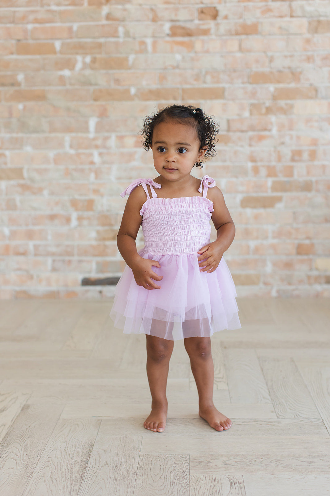 Petal - Smocked Tulle Bodysuit Dress Blush Lotus