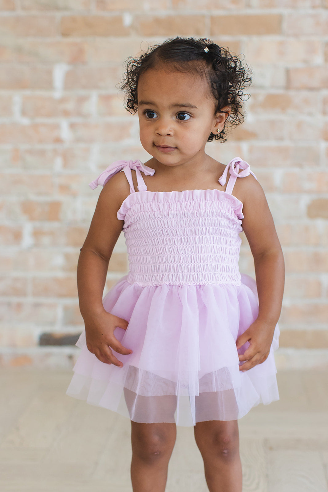Petal - Smocked Tulle Bodysuit Dress Blush Lotus