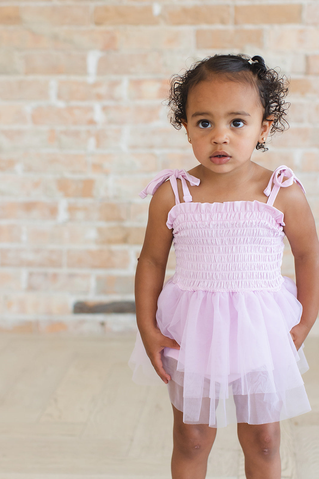 Petal - Smocked Tulle Bodysuit Dress Blush Lotus