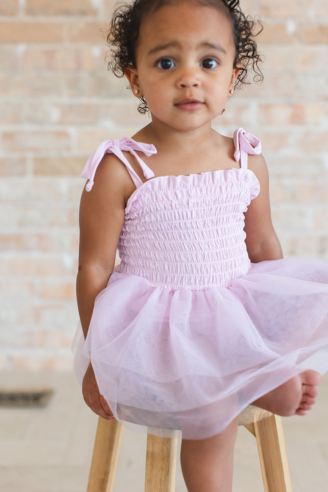 Petal - Smocked Tulle Bodysuit Dress Blush Lotus