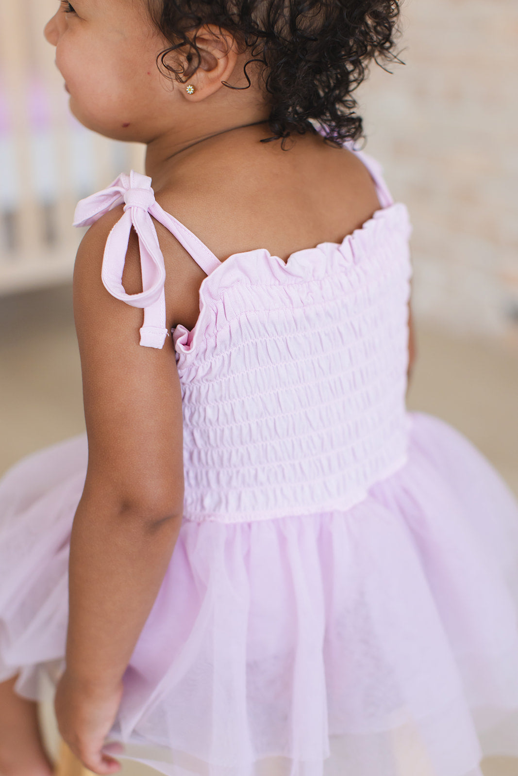 Petal - Smocked Tulle Bodysuit Dress Blush Lotus