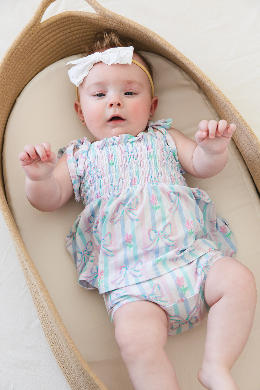 Lila - Smocked Diaper Dress Set Blush Lotus