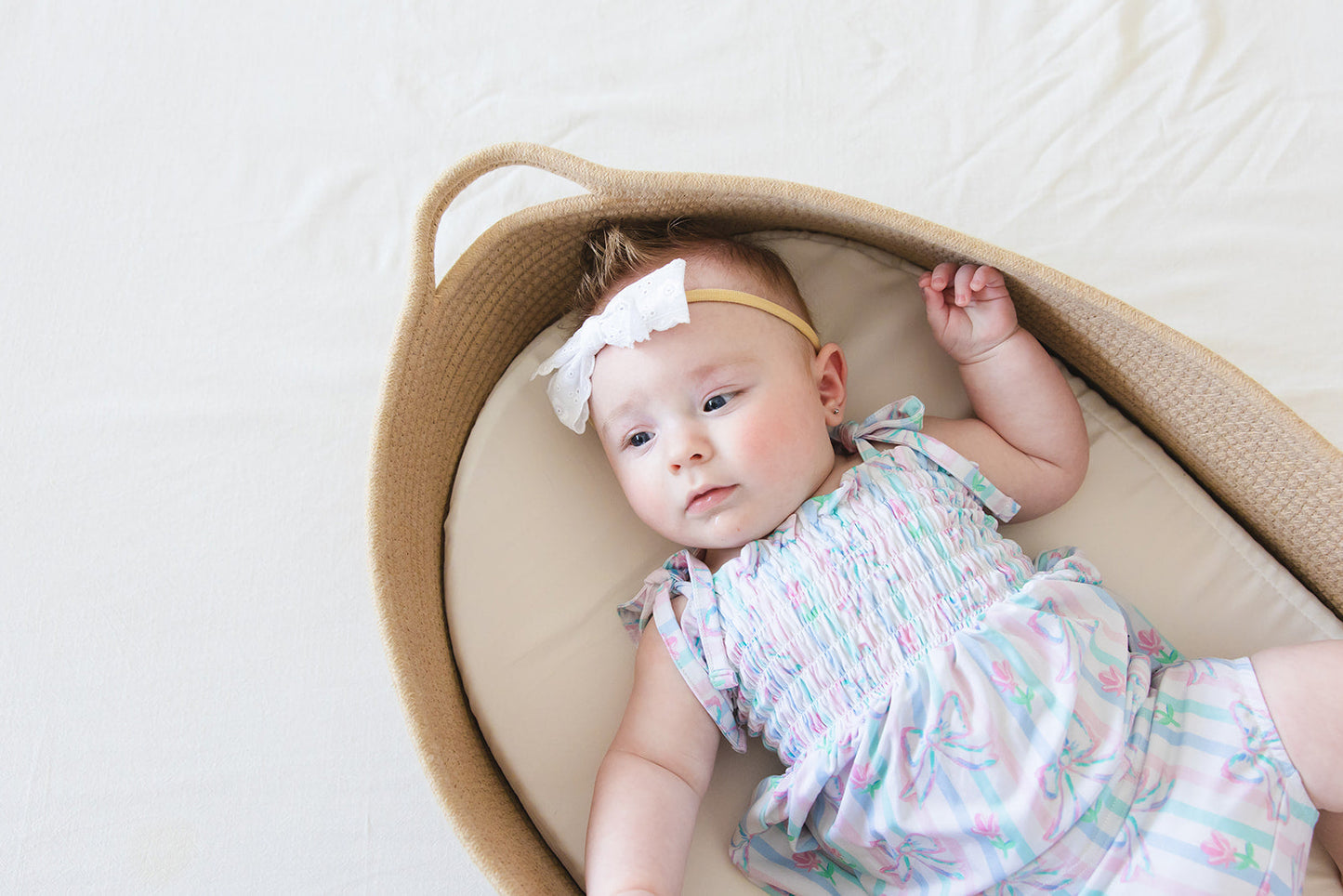 Lila - Smocked Diaper Dress Set Blush Lotus