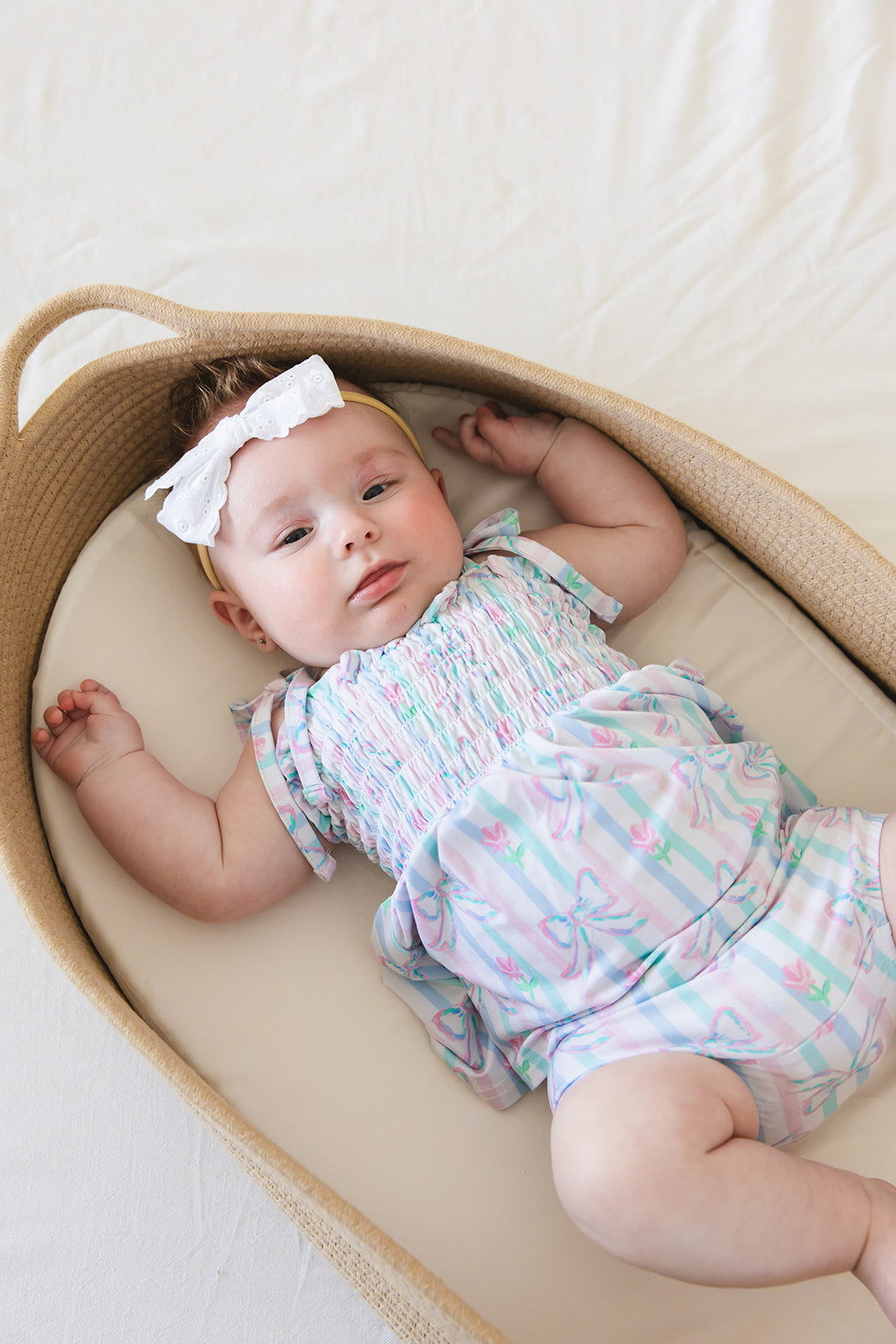 Lila - Smocked Diaper Dress Set Blush Lotus