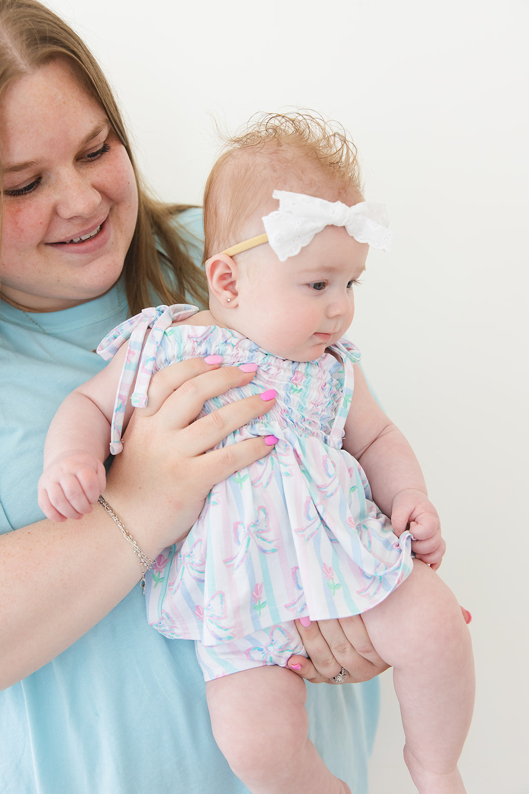 Lila - Smocked Diaper Dress Set Blush Lotus