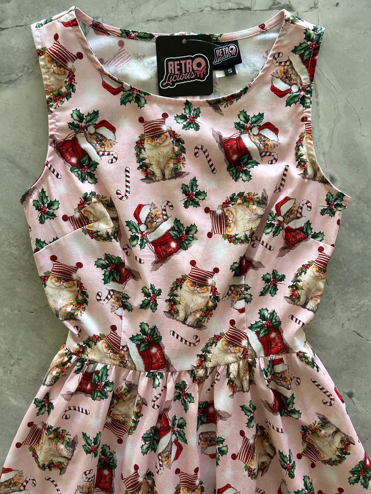 Holiday Cats Midi Dress Retrolicious