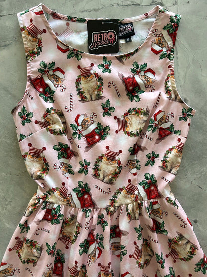 Holiday Cats Midi Dress Retrolicious