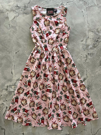 Holiday Cats Midi Dress Retrolicious