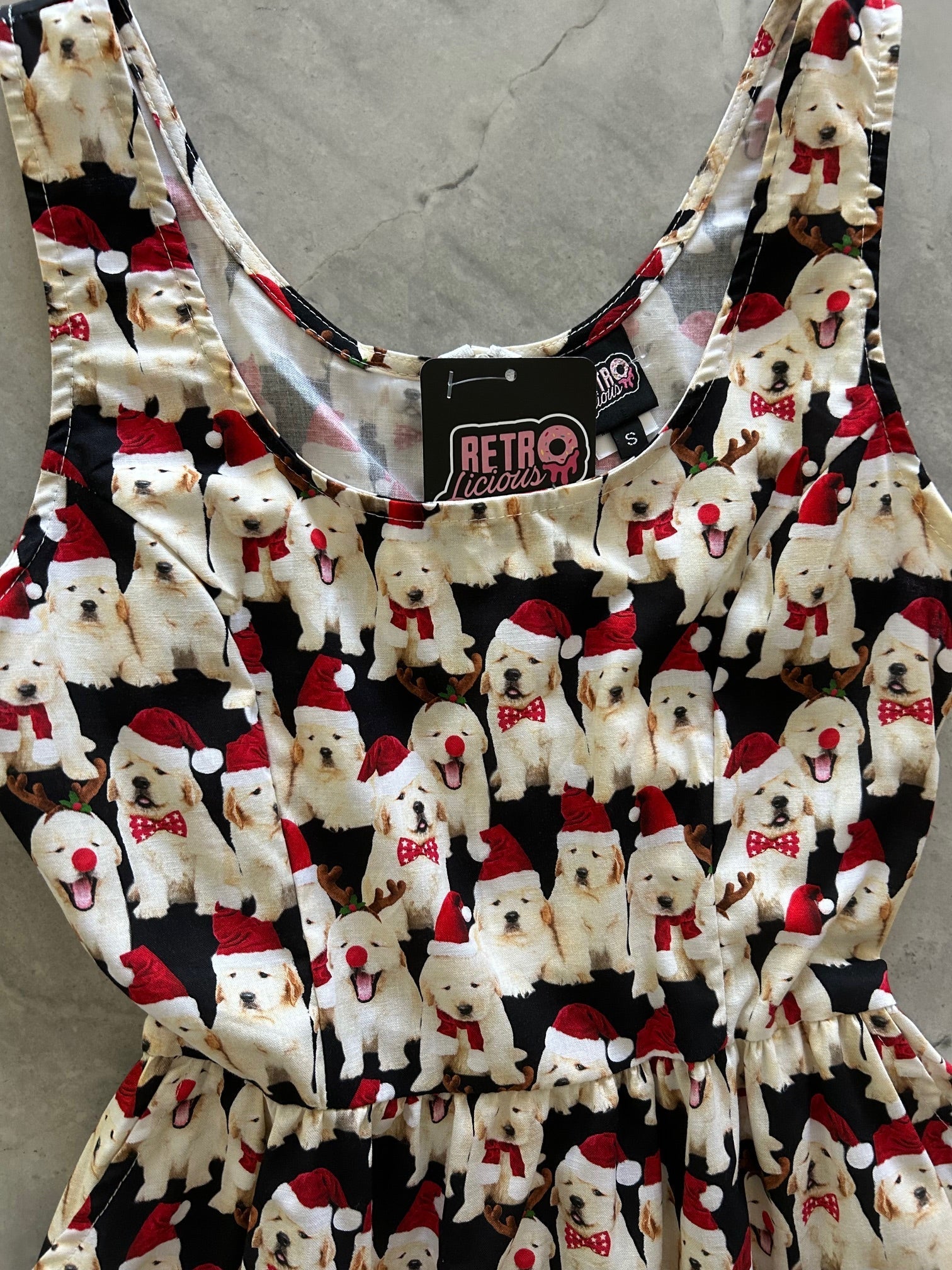 Dogs in Santa Hats Shorter Fit & Flare Dress Retrolicious