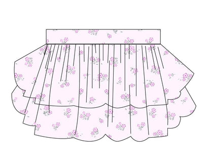 Aisley - Tiered Smocked Skirt Blush Lotus