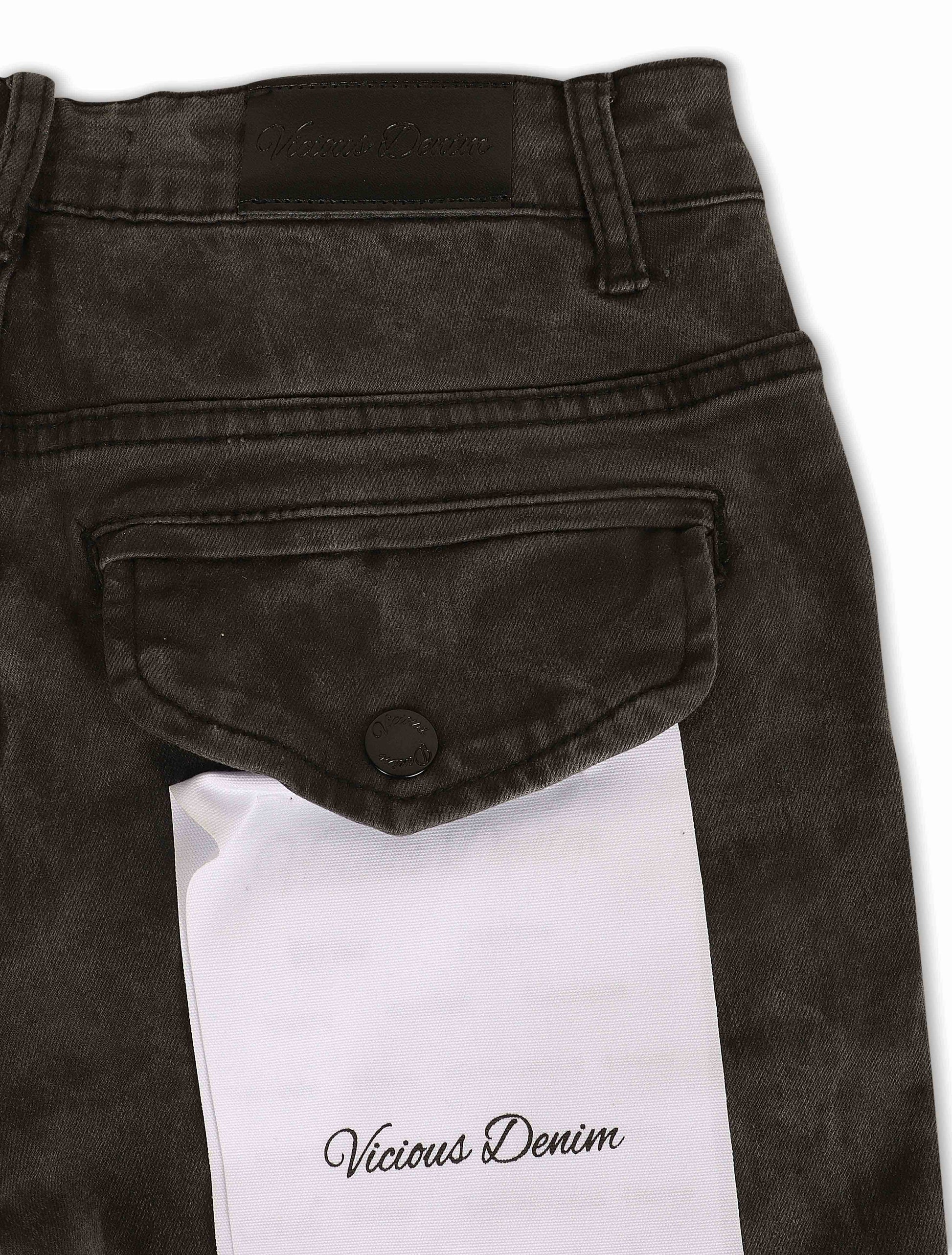 Vicious Denim Flare Stacked Fit Jeans - Black Denim Exchange