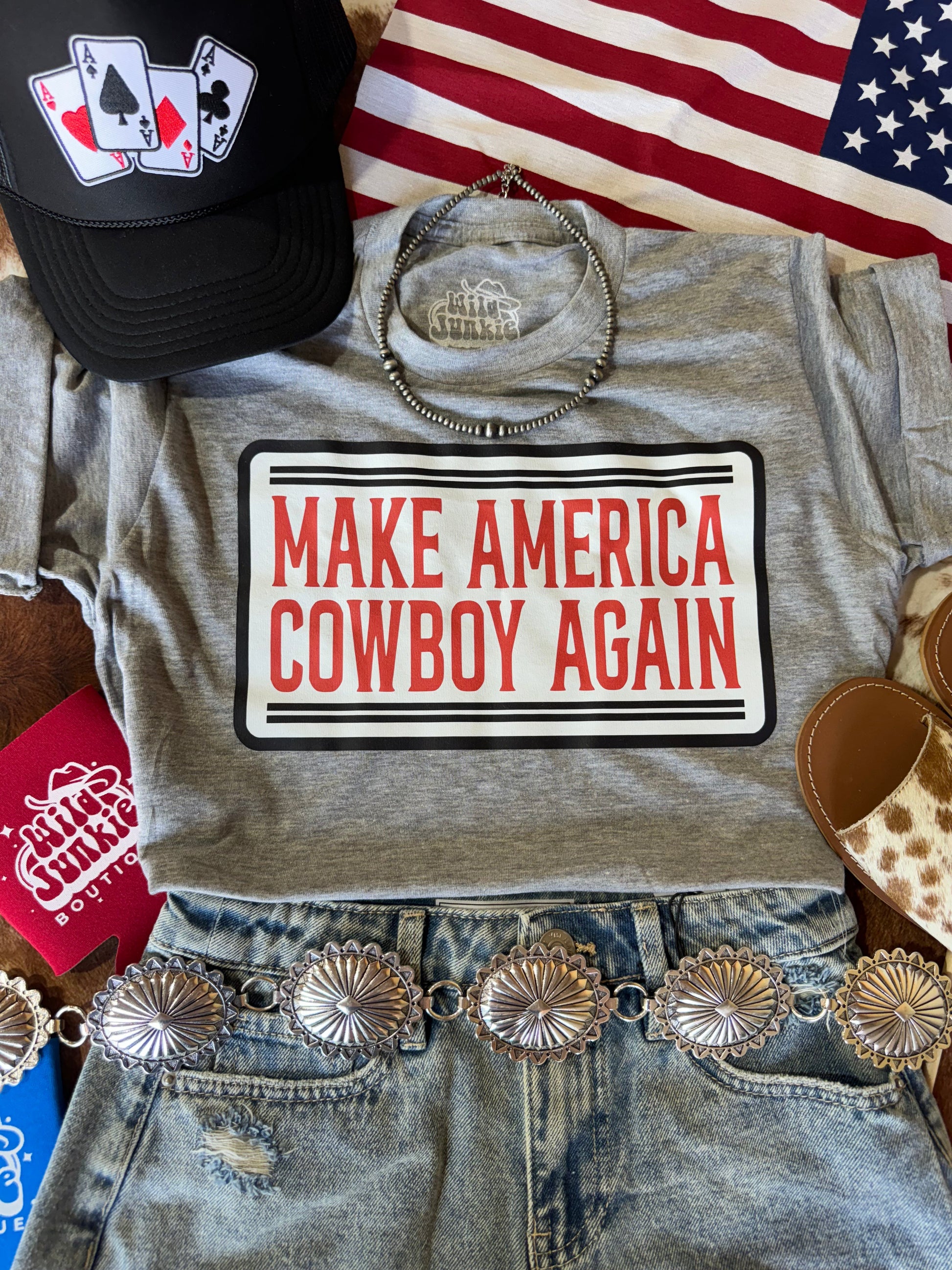Make America Cowboy Again Banner Graphic Tee Wild Junkie