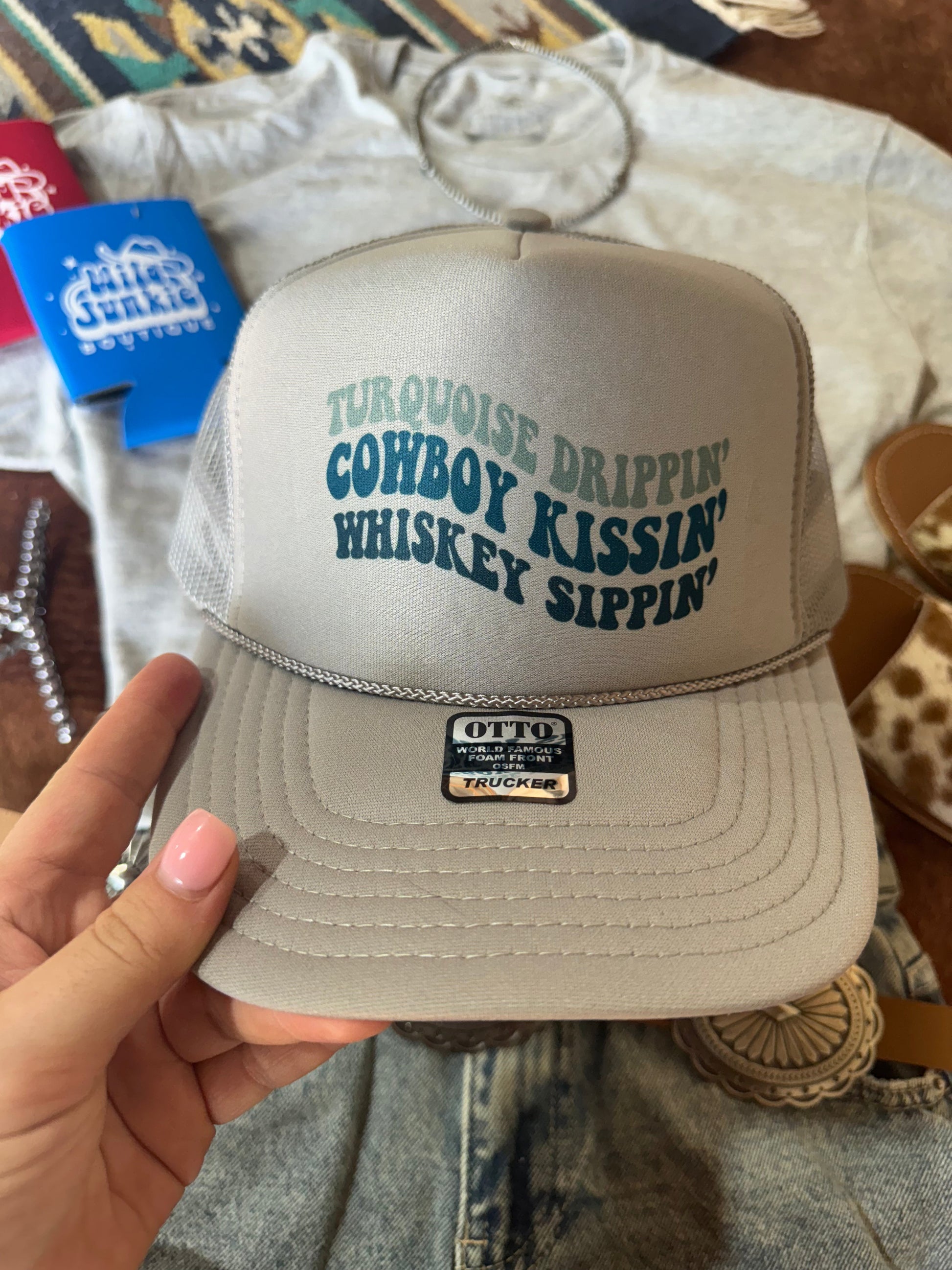 Turquoise Drippin' Trucker Hat Wild Junkie