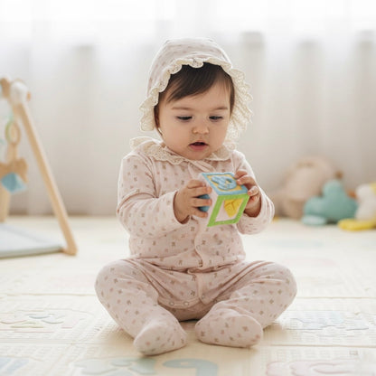 Blush Lace Footed & Hat Set Honey and Hive