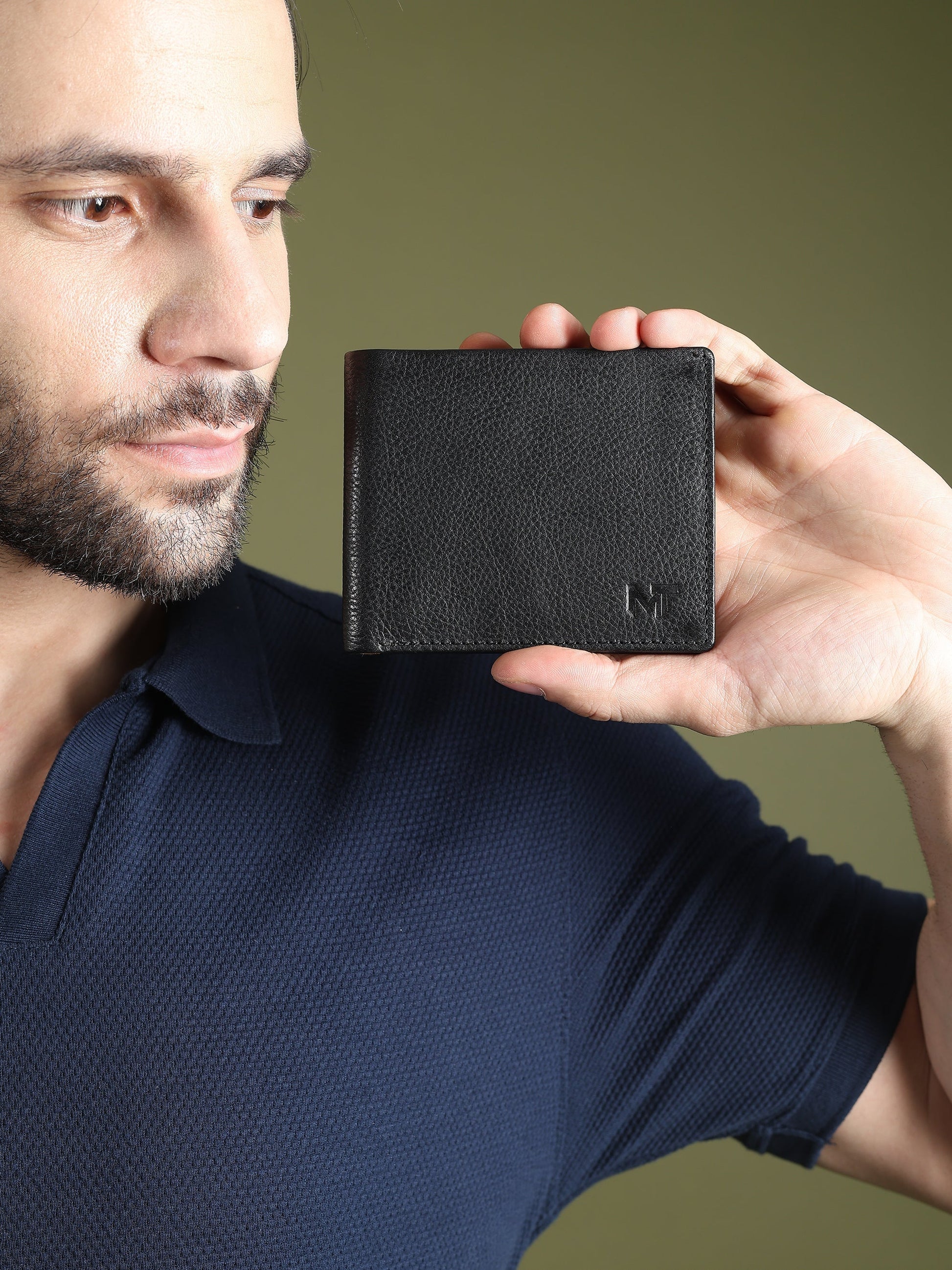 Black Minimal Contrast Wallet Classy Leather Bags