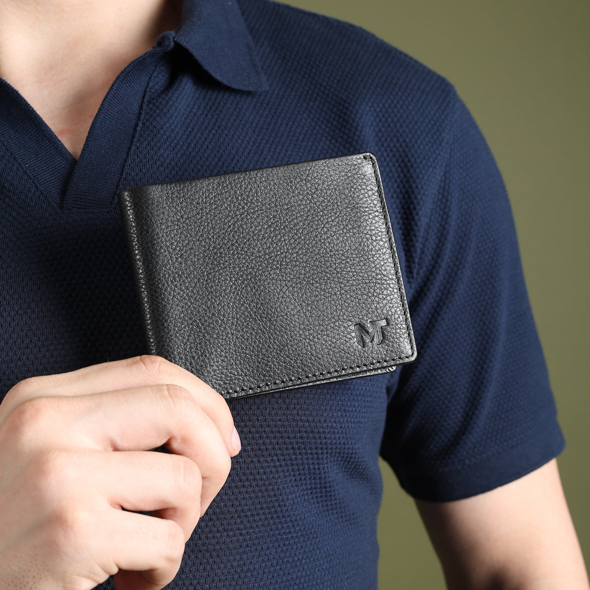 Black Minimal Contrast Wallet Classy Leather Bags
