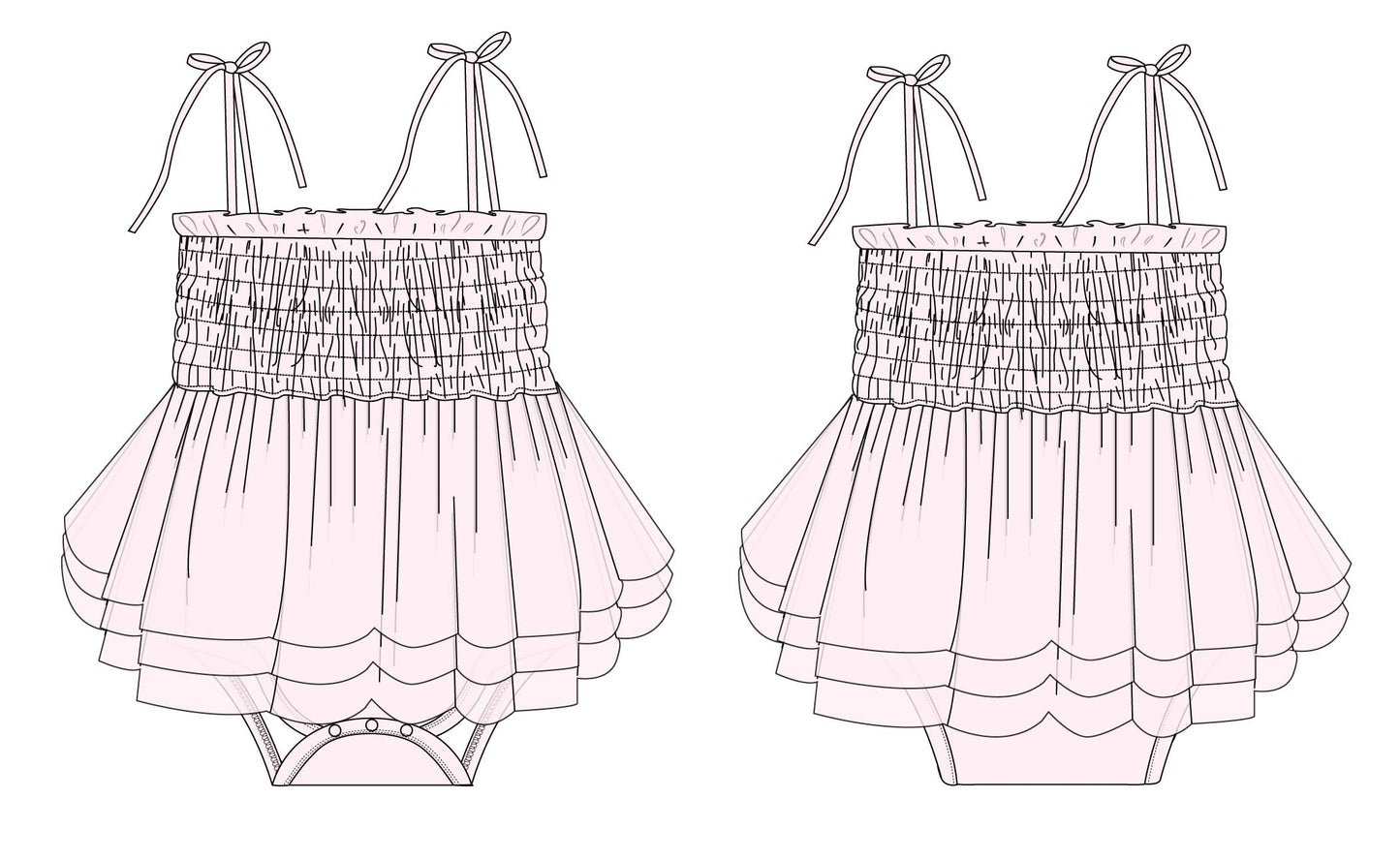 Petal - Smocked Tulle Bodysuit Dress Blush Lotus