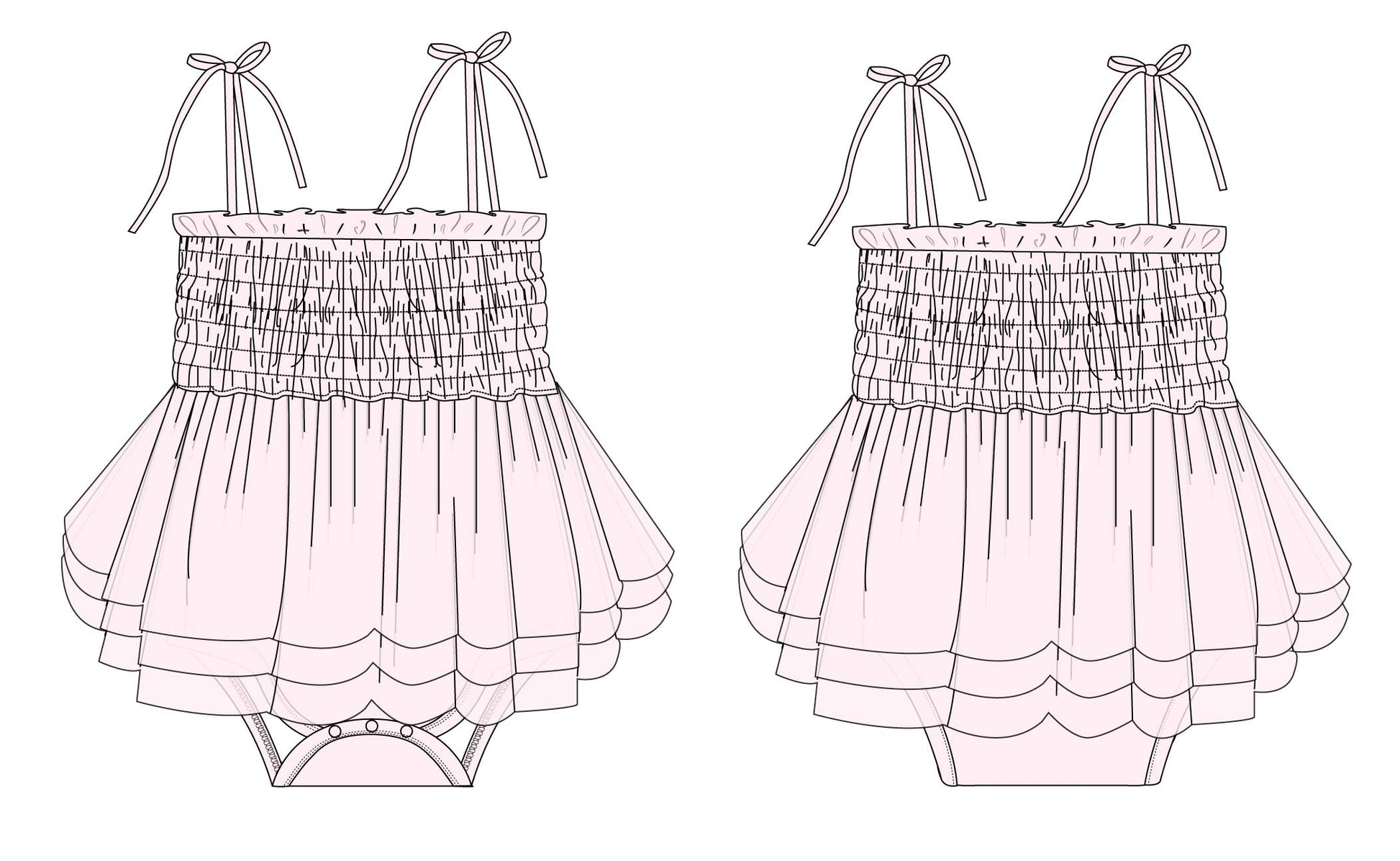 Petal - Smocked Tulle Bodysuit Dress Blush Lotus