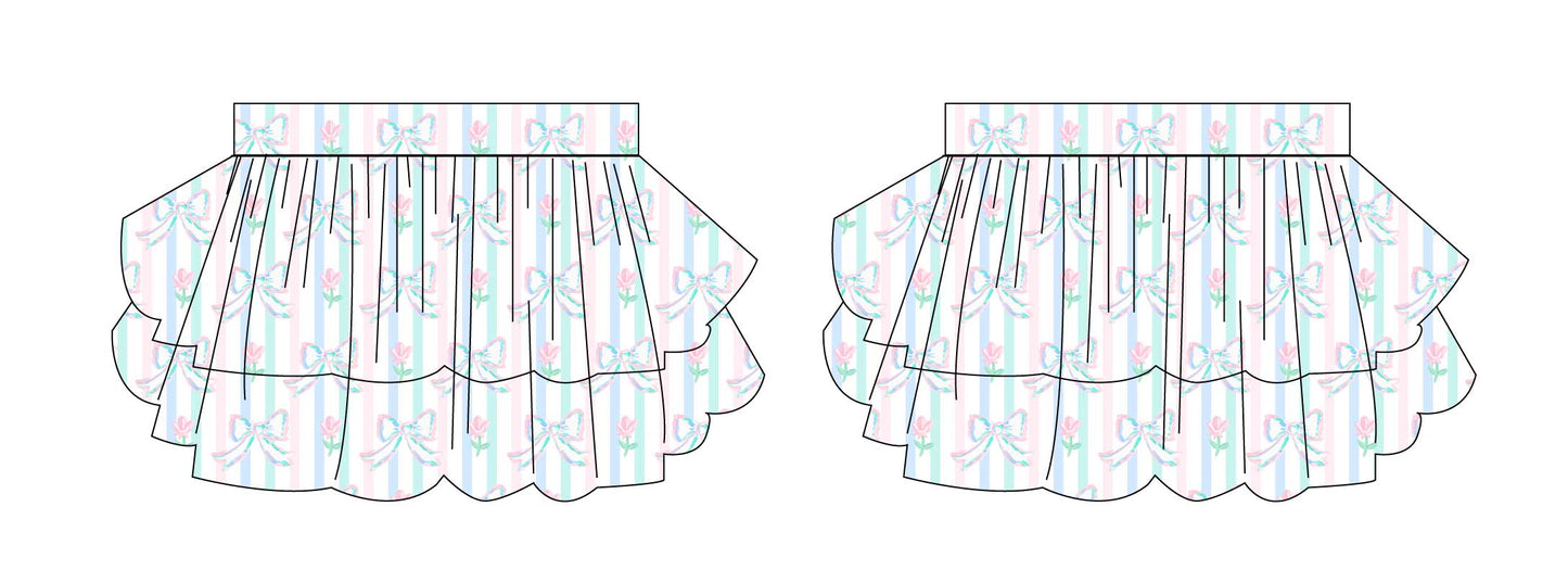 Lila - Tiered Smocked Skirt Blush Lotus