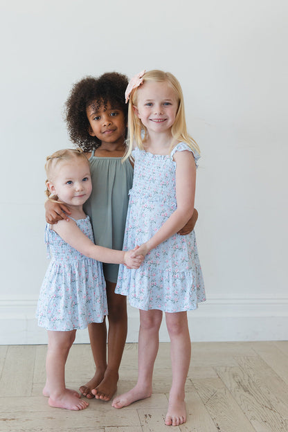 Eloise - Smocked Diaper Dress Set Blush Lotus