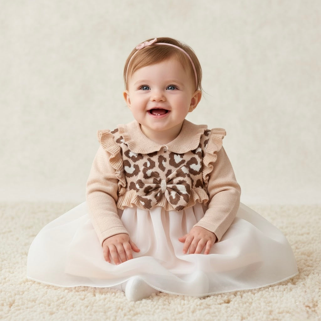Leopard Charm Ruffle Tulle Dress Honey and Hive